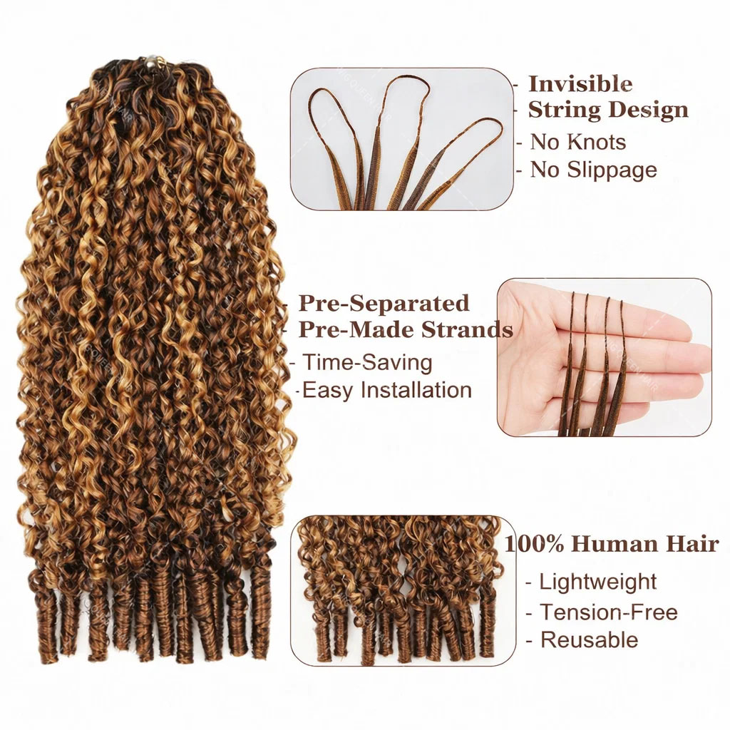 P427 Highlight Burmese Curly F - Crochet Braiding Hair recension och pris