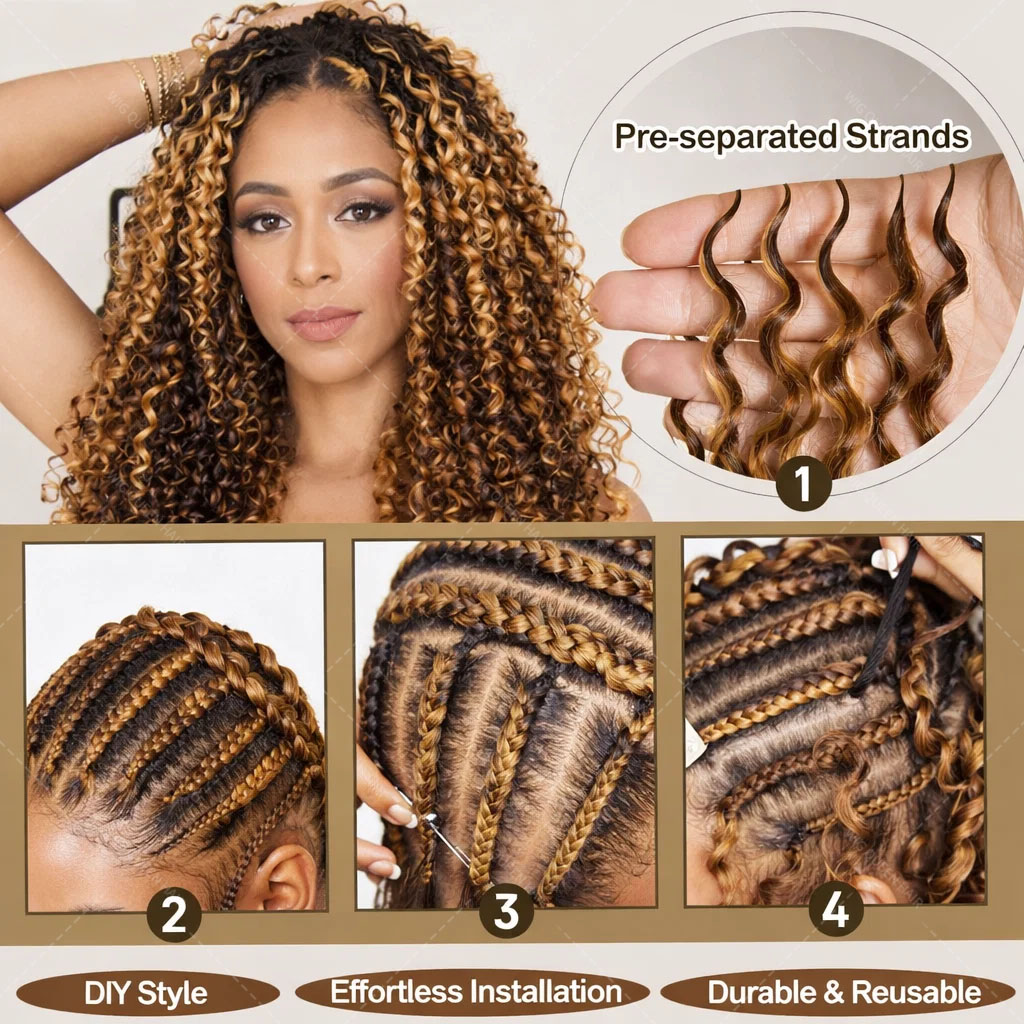 P427 Highlight Burmese Curly F - Crochet Braiding Hair recension och pris